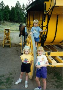 Rosanna, Will, and Tamara boarding the Yellowstone stagecoach