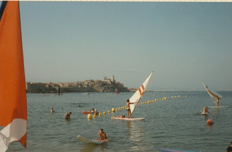 Windsurfers with Antibes in the background