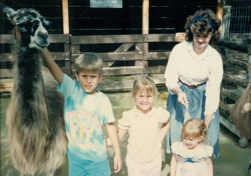 Brendan, Alyssa, Linda and Tamara at the petting zoo
