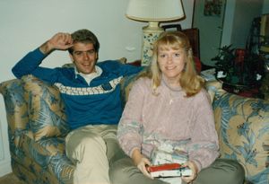 Steve and Carol opening Christmas presents