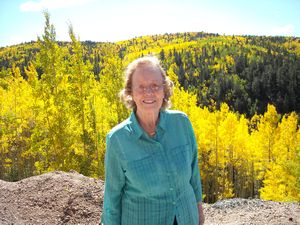 Mom with the fall foliage on the way to Cripple Creek