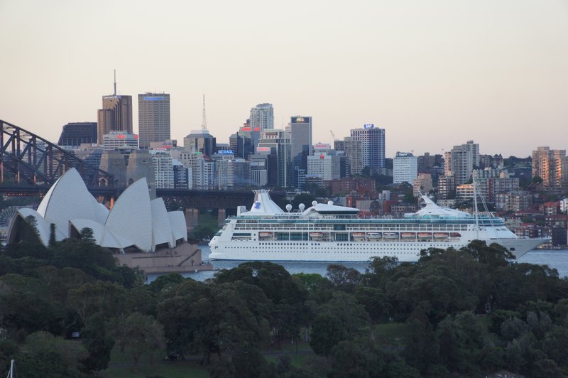 Rhapsody of the Seas departing Sydney without us (Courtesy of Dancing Dave)
