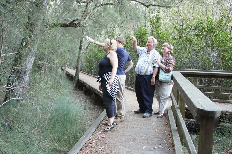 Trek with Denise, Will, Bob, and Linda looking at fauna  (Courtesy of Dancing Dave)