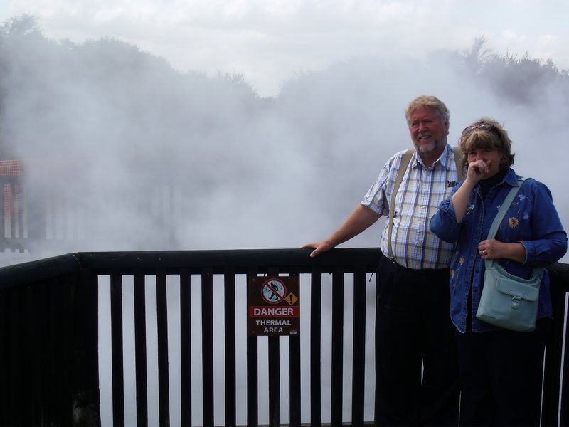 Rotorua geothermal area with Bob and Linda