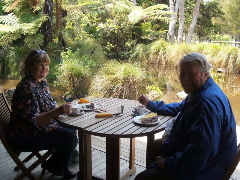 Linda and Bob enjoying "tea" at the Waitangi Reserve