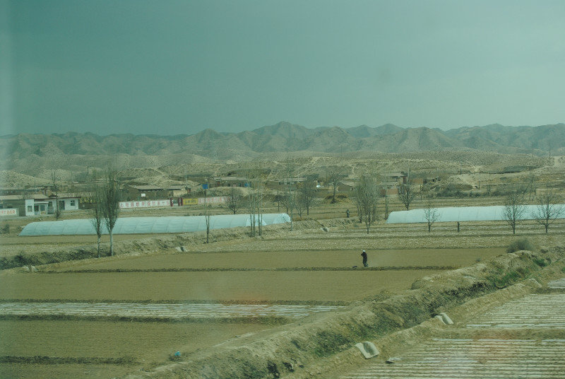 Countryside with loess soil on the way to Lanzhou
