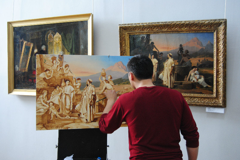 An artist copying an artist the the Fine Art Museum