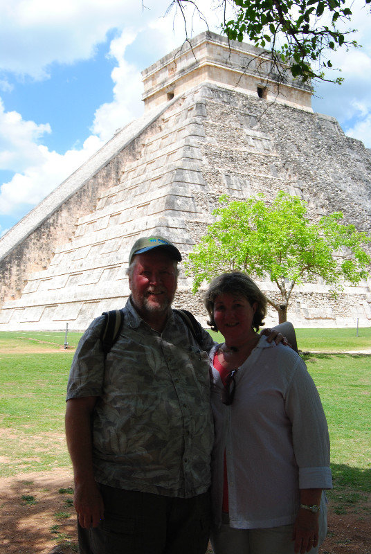 Bob and Linda in front of El Castillo at Chichen Itza