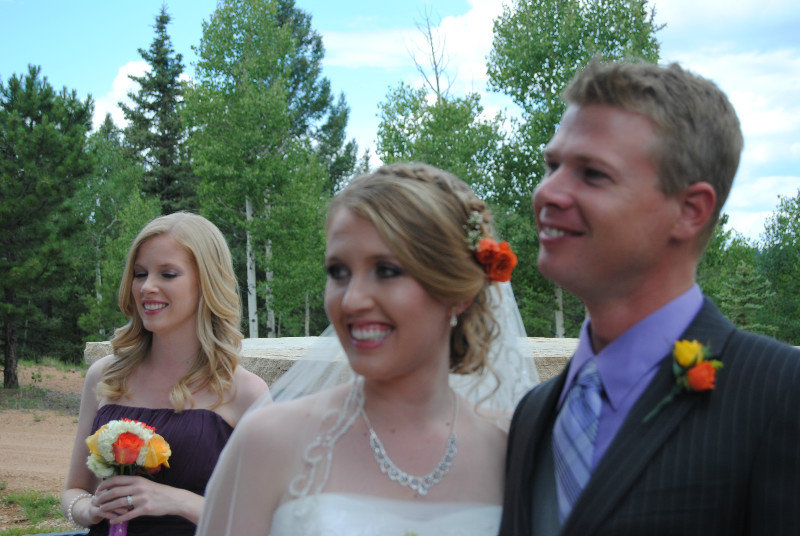 Bride and Groom with Matron of Honor
