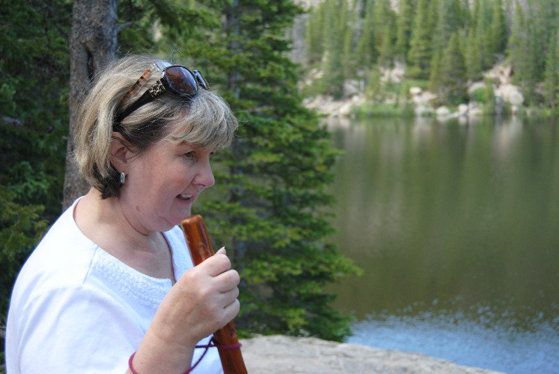 Rocky Mountain NP: Linda hiking at Bear Lake