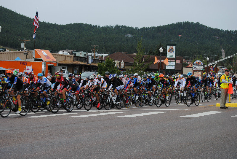 USA Pro Challenge - the pack making their rounds of the downtown