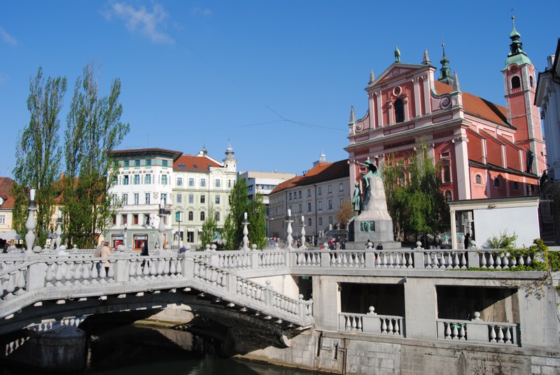 The Triple Bridge, Presernov Square and the Franciscan Church of the Annuciation