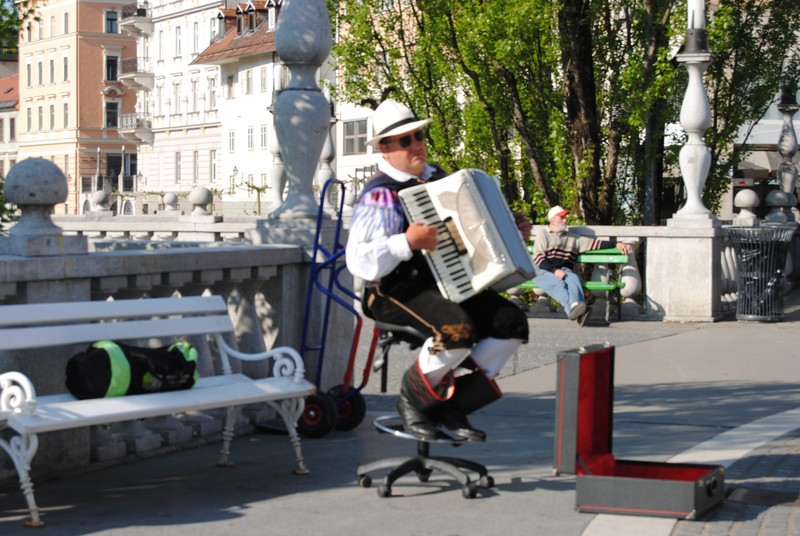 Musician at Presernov Square, Ljubljana