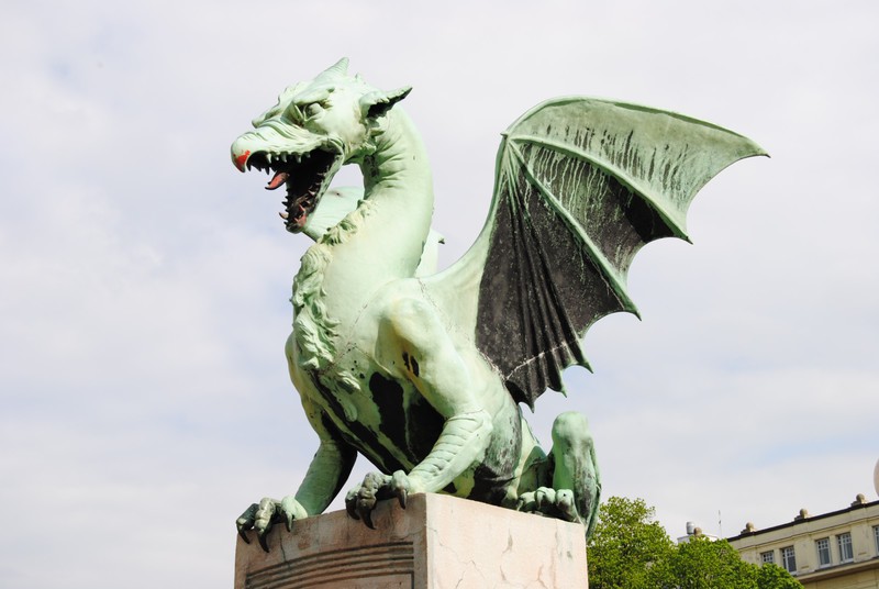Dragon Bridge with the symbol of Ljubljana