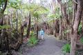 Linda walking the crater edge trail at Hawaiian Volcanos National Park
