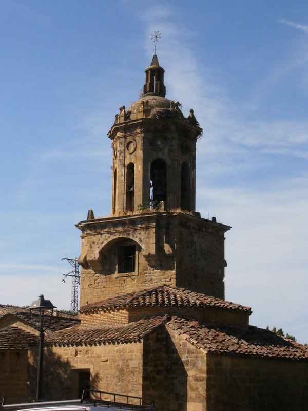 Templar church in Puente la Reine...note the stork nests