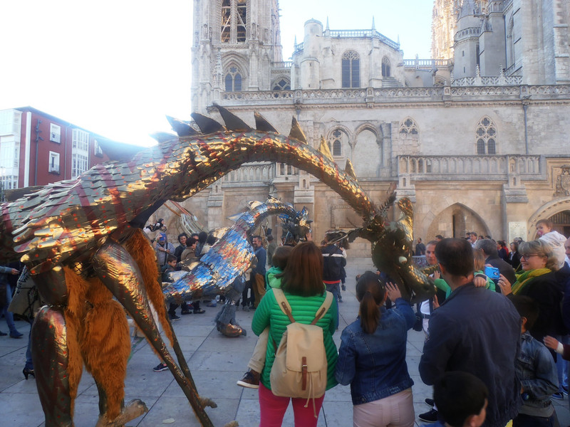 Street art parade of dragons in Burgos