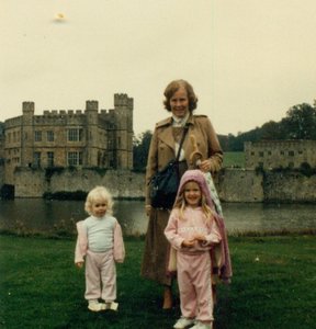 Mom with Rosanna and Tamara at Leeds Castle, England