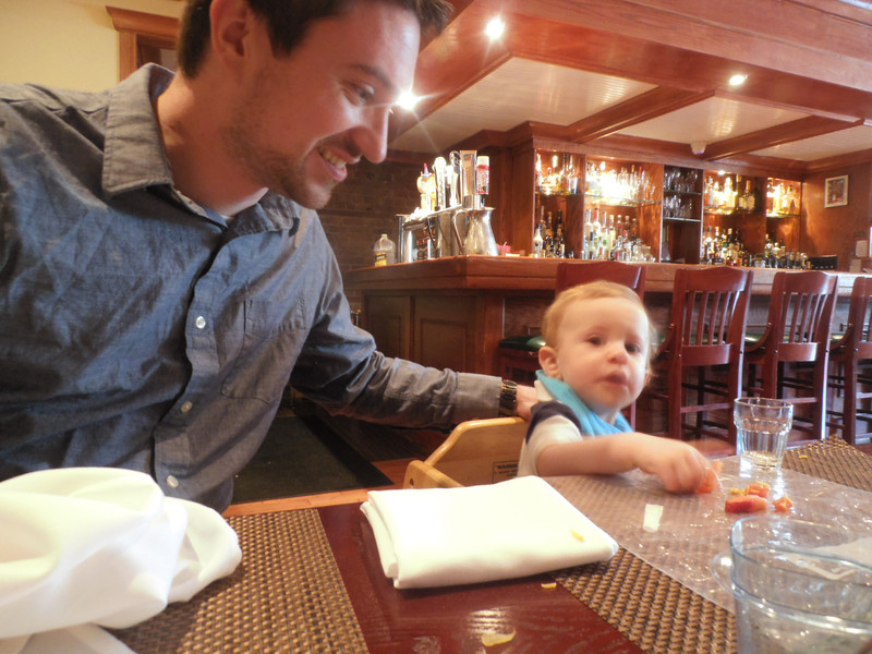 Evan and Connor having lunch at Tarrytown tavern