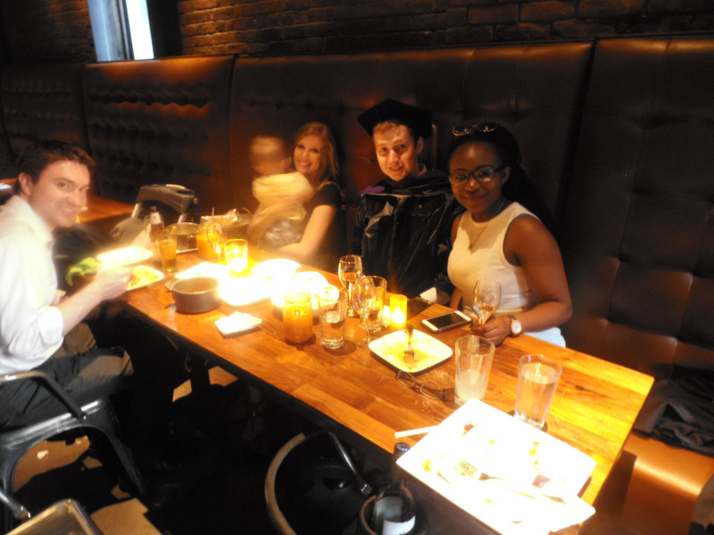 Evan, Rosanna, Connor, Will and Miriam at Thai restaurant