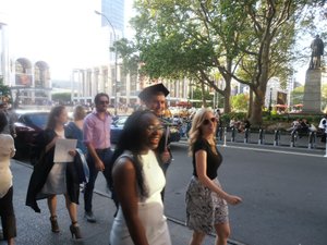 Will with Miriam and Rosanna walking down Broadway
