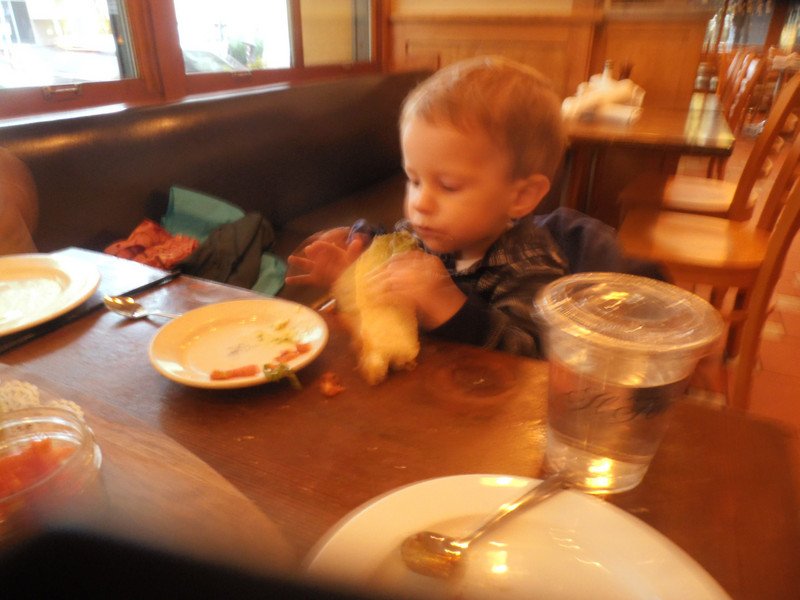 Connor enjoying Italian food