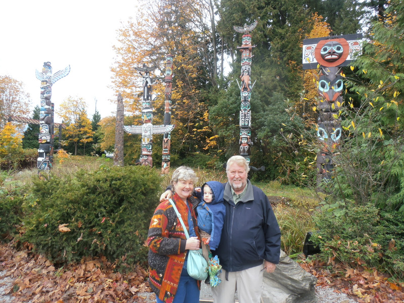 Linda, Connor and Bob at the Stanley Park Totem Poles