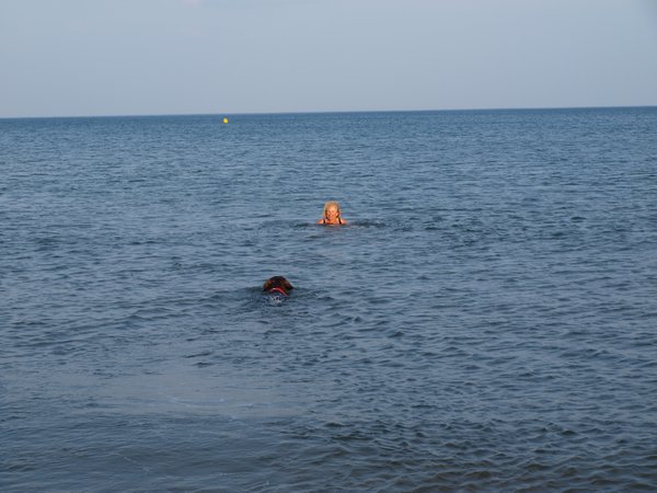 Liz&dog in the Med.