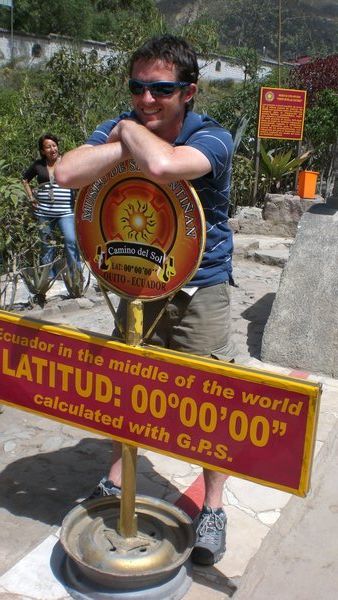Joey straddles the Equator line