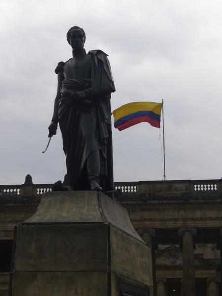Simon Bolivar and the Colombian flag
