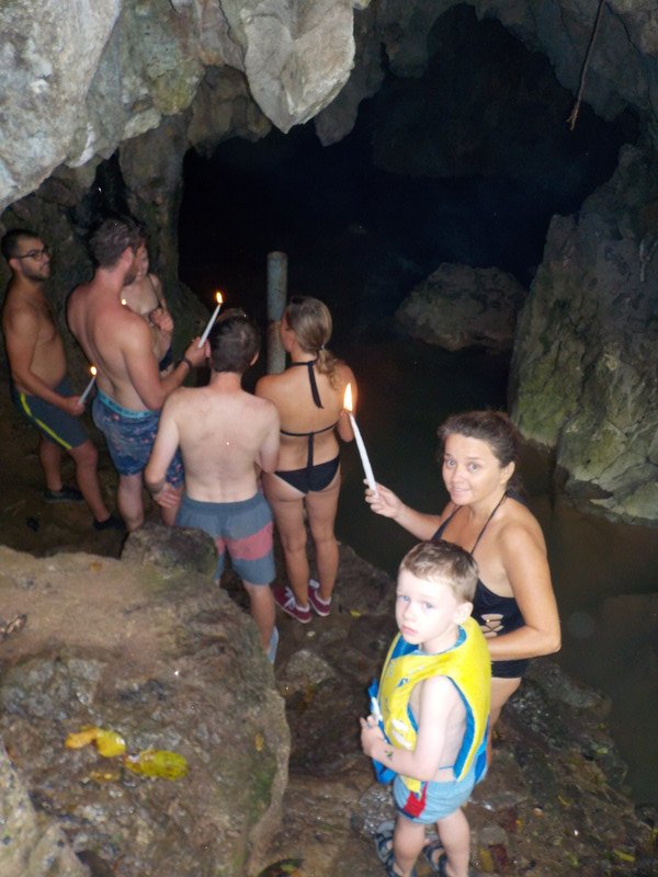 Getting ready to explore the cave