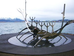 Sculpture of a Viking ship in Reykjavik