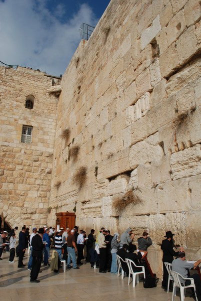 Jews praying at the wall.
