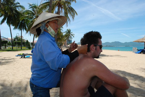 Massage on the beach.