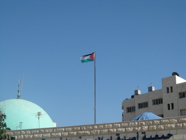 Palestinian flag at mosque
