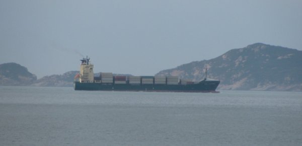 Cargo ship off the shore