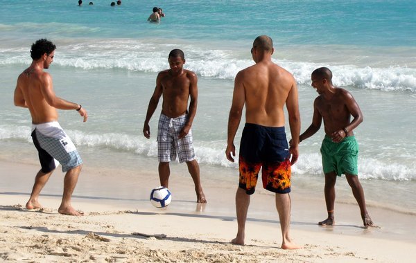 Soccer by the surf