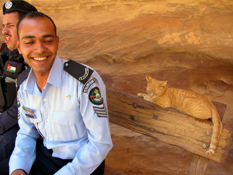 policeman and cat
