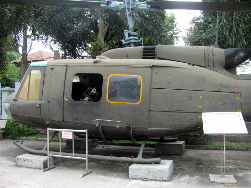 Huey helicopter with machine guns