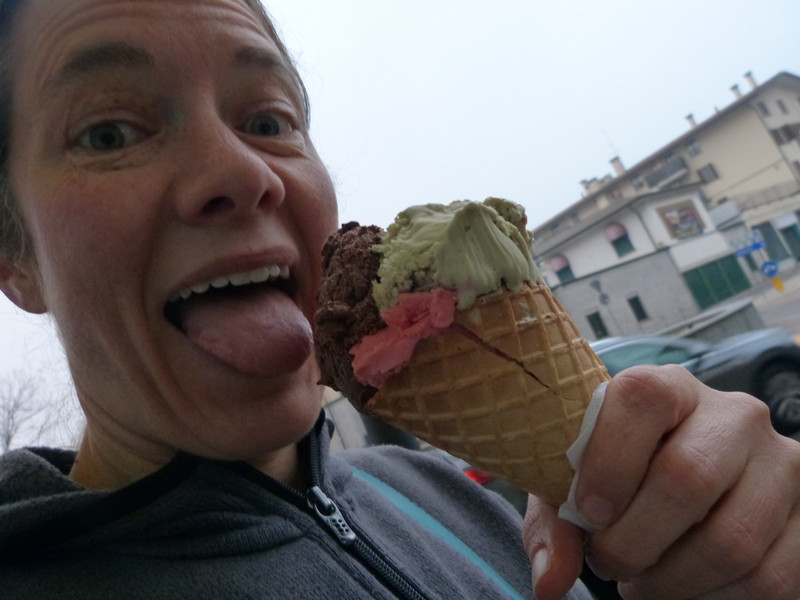 Some old tired lady eating my gelato