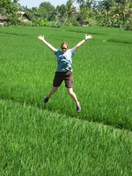 Me, running and jumping free in a rice field