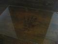 Famous hand print in table in castle
