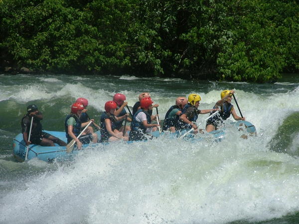 The girls try to take on the rapid
