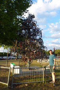 A Christmas tree made of bicycles