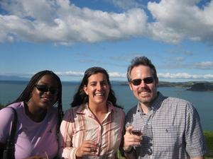 Steph, Katie & Jason winetasting on Waiheke Island
