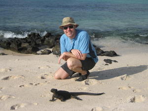 Jason observing a marine iguana