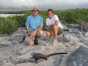 Katie, Jason and marine iguana