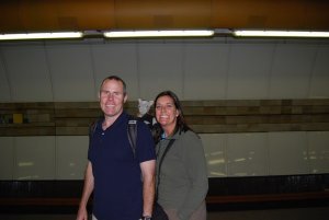 Jason & Katie maneuvering the metro...