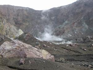 Steam from crater of White Island volcano