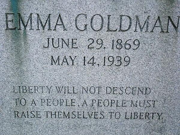 The inscription on Emma Goldman's grave